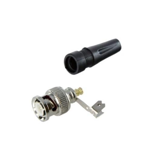 [EPCOM_TT-RG-93] Epcom Conector BNC macho en 75 Ohm, para cable coaxial RG-59/ RG-6 con base de alivio negra de PVC, Níquel/ Oro/ PTFE.