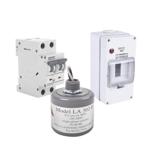 [EPCOM_PL20ACA] Epcom Kit de Centro de Carga Para Corriente Alterna, Breaker de hasta  400 Vca de 20 A con Supresor de Picos Transitorios.