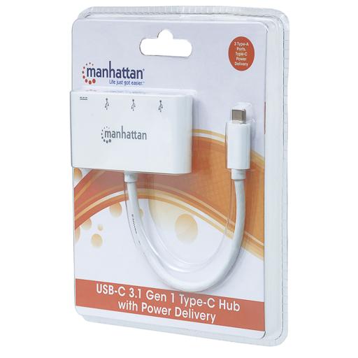[MANHATTAN_163552] Hub de 3 puertos USB 3.2 Manhattan Blanco.
