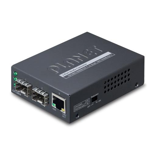 [PLANET_GT-1205A] Planet Convertidor de Medios con Doble Puerto SFP 1000BASE-FX/SX/LX y Puerto Ethernet 1000Base-T 