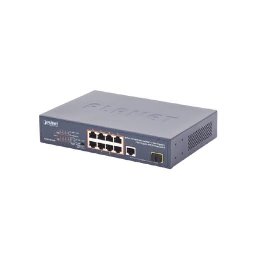 [PLANET_FGSD-1011HP] Planet Switch no Administrable 8 puertos 10/100 PoE 802.3af/at 135W, 1 puerto Uplink 10/100/1000 y 1 SFP 100/1000 para escritorio