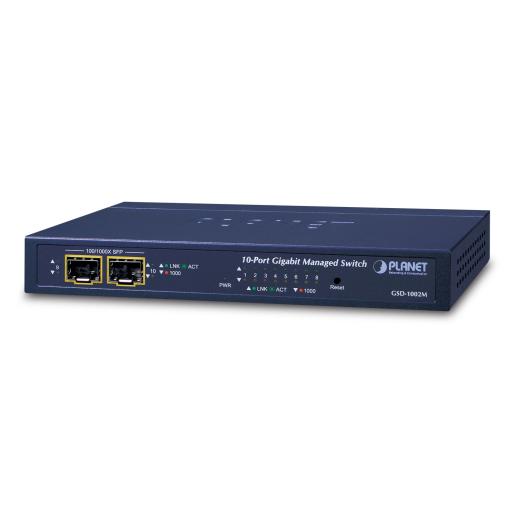 [PLANET_GSD-1002M] Planet Switch Administrable de Escritorio 8 puertos Giga + 2 puertos SFP
