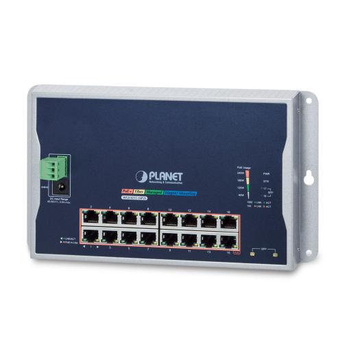 [PLANET_WGS-4215-16P2S] Planet Switch Industrial Administrable Capa 2 de Pared,16 Puertos PoE 802.3at Gigabit y 2 Puertos SFP