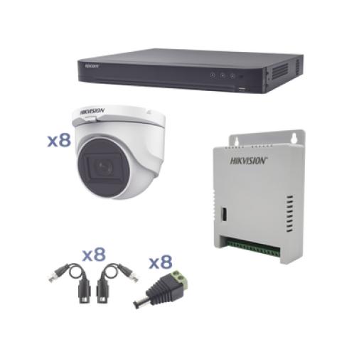 [HIKVISIONDIGITALTECHNOLOGY_KH1080P8DW] Hikvision Digital Technology Kit TURBOHD 1080p / DVR 8 Canales / 8 Cámaras Turret (exterior 2.8 mm) / Conectores / Transceptores / Fuente de Poder Profesional hasta 15 Vcc para Larga Distancia