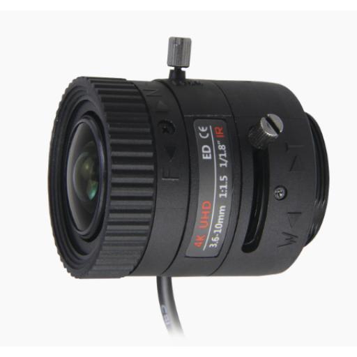 [SYSCOM_SYS-03610-DIRS] Syscom Lente Varifocal 3.6-10 mm / Resolución 4K / Iris Automático / Día/Noche / Formato 1/1.8.