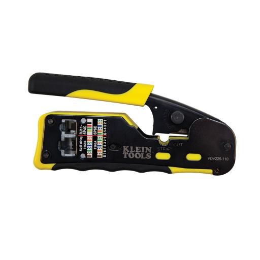 [KLEINTOOLS_VDV226-110] Klein Tools Ponchadora/Pelacables/Cortacables con Matraca para Conectores Pass-Thru RJ45 y Conectores Estándar RJ11/RJ12.