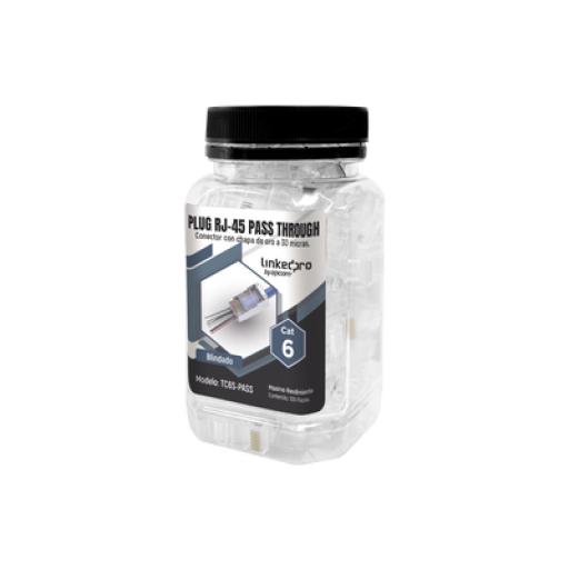 [LINKEDPROBYEPCOM_TC6S-PASS] LINKEDPRO BY EPCOM Bote con 100 Plugs Pass through RJ45 Cat6 BLINDADO chapado de oro a 30 micras para durabilidad extrema