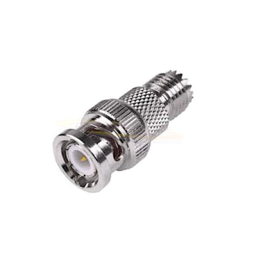 [RFINDUSTRIES_RFU-627] RF Industries Adaptador en Línea de Conector Mini-UHF Hembra a BNC Macho, Níquel/ Oro/ Teflón.