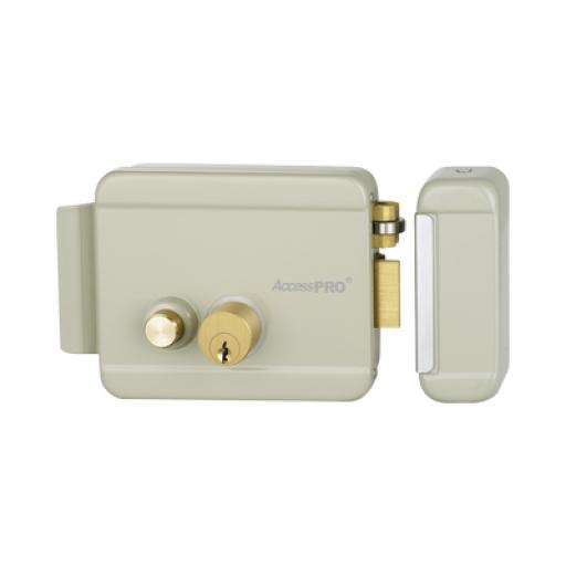 [ACCESSPRO_ACCESSRIMB] AccessPRO Cerradura Eléctrica con botón de salida/ Incluye Llave  / Exterior / Derecha