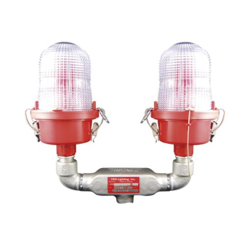 [TWR_OL2-VLED2-IR] TWR Lámpara de Obstrucción Roja Certificada/ Luz Fija Tipo L-810 Doble LED/ 120 - 240 Vca/ Luz Infraroja