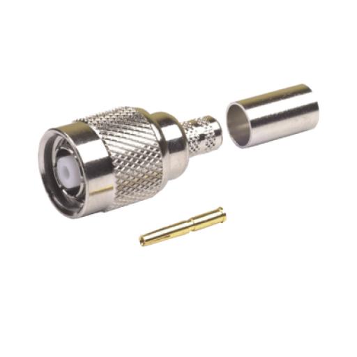 [RFINDUSTRIES_RP-1202-X] RF Industries Conector TNC Macho Inverso de Anillo Plegable para Cables LMR-240, RG-8/X, Níquel/ Oro/ Teflón.