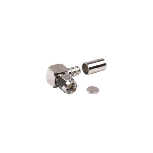 [RFINDUSTRIES_RSA-3010-X] RF Industries Conector SMA Macho en A/R de Anillo Pegable para Cable RG-8/X, LMR-240, 9258, Niquel/Oro/Teflón.