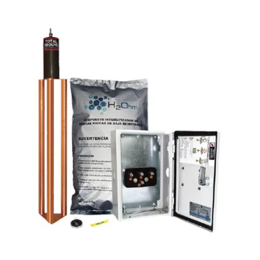 [TOTALGROUND_TG-45K] Total Ground Kit de puesta a tierra de 45 A con Electrodo, Filtro, Acoplador y Compuesto H2Ohm.