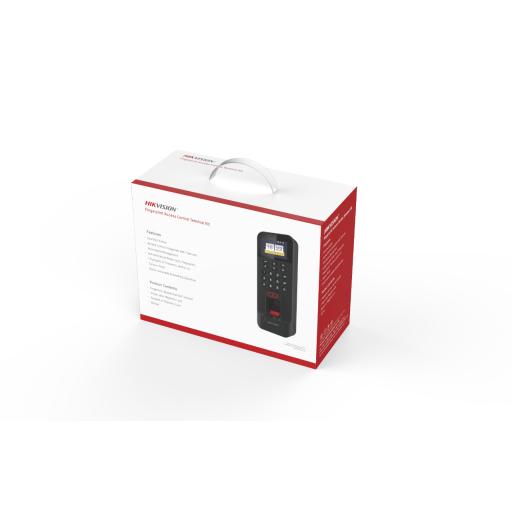 [HIKVISIONDIGITALTECHNOLOGY_DS-KAS261] Hikvision Digital Technology Kit de Control de Acceso TODO INCLUIDO con Lector de Huellas y Tarjetas / 3,000 Huellas / Compatible con App Hik-Connect / Incluye Electroimán  Botón de Salida y Montajes Z y L para imán (DS-K1T804)