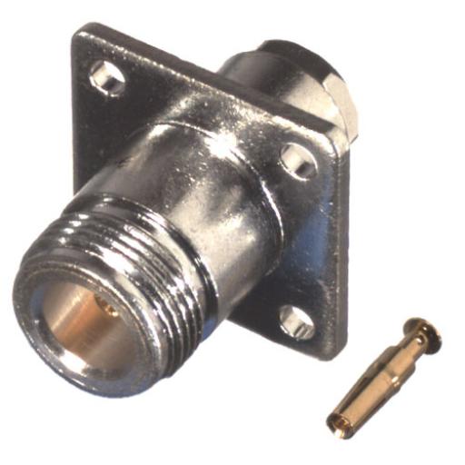 [RFINDUSTRIES_RFN-1021-6] RF Industries Conector N Hembra, montaje con 4 perforaciones a 18 mm.
