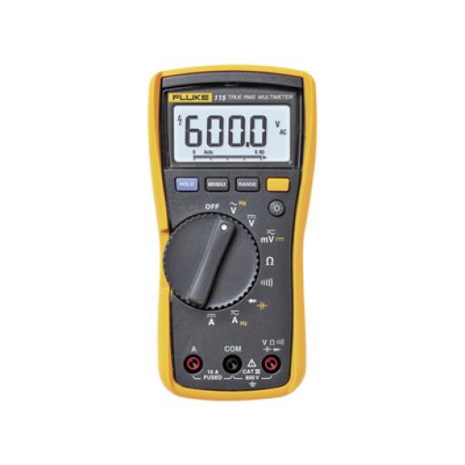 [FLUKE_FLUKE-115] Fluke Multímetro Digital para Electricista, Para Pruebas de Capacitancia y Diodos, Uso con Voltaje Máximo de 600 V, Pantalla LED Retroiluminada