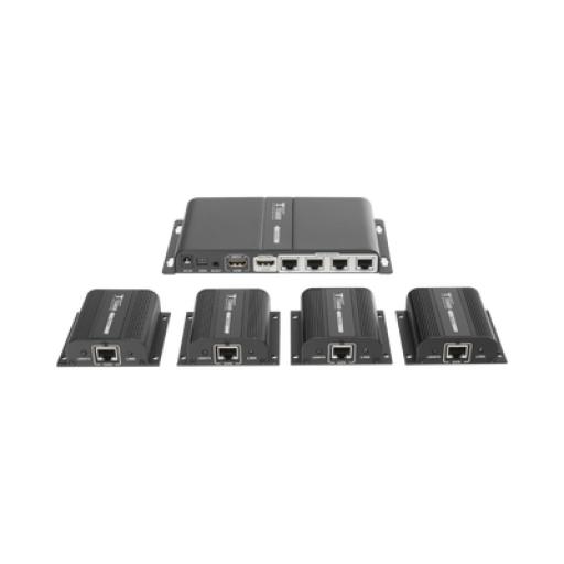 [EPCOM_TT714PRO] Epcom Kit Divisor y Extensor HDMI (Extender Splitter)  / Divide 1 Fuente HDMI a 4 Pantallas / Extiende la señal HDMI hasta 40 m / Resolución 1080P @ 60 Hz / Cat 6/6a/7 / Cero Latencia / Salida Loop en el Tx / IR / Alimente solo el Tx (PoC).
