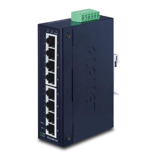 [PLANET_IGS-801M] Planet Switch Industrial Administrable Capa 2,  8 Puertos Gigabit, Doble Entrada de Alimentación Para Fuente Redundante
