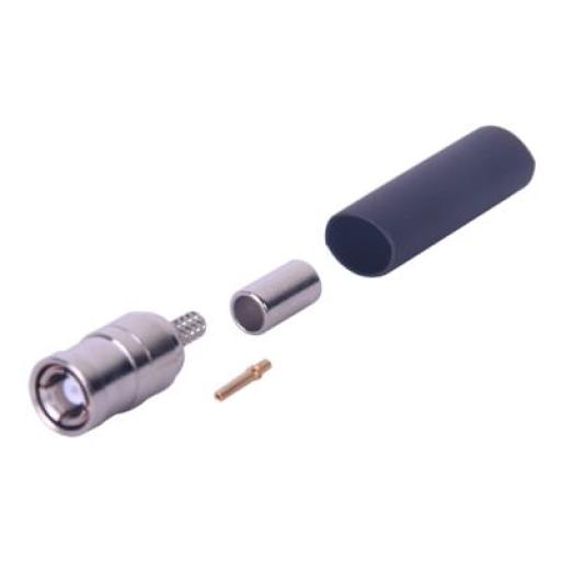 [RFINDUSTRIES_RSB-4000-B-03] RF Industries Conector SMB Macho de Anillo Plegable (PIN Hembra) para Cables RG-174/U, 8216, Niquel/Oro/Teflón.