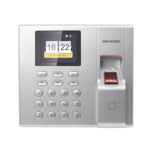 [HIKVISIONDIGITALTECHNOLOGY_DS-K1T8003EF] Hikvision Digital Technology Terminal de Control de Acceso y Asistencia compatible con APP Hik-Connect (P2P) / Lectura de Huella y de Tarjetas EM / Soporta hasta 1000 Huellas / Relevador para Chapa / Software iVMS4200