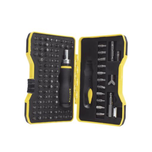 [SURTEK_SYS-JDP101] Surtek Juego de 101 puntas intercambiables con accesorios en juego, incluye destornillador tipo matraca.