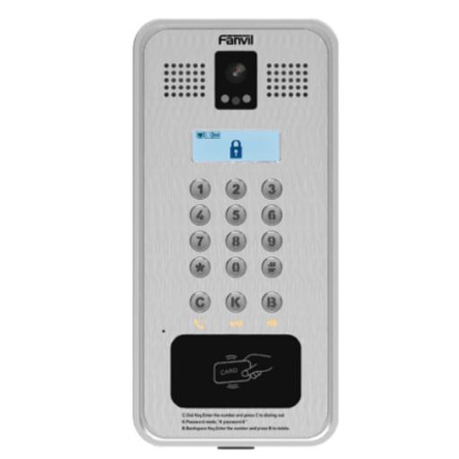[FANVIL_I33V] Fanvil Video portero IP/SIP Con Cámara y pantalla LCD, 2 Relevadores Integrados (entrada y salida), Onvif y lector de tarjetas RFID, puerto WIEGAND (entrada).