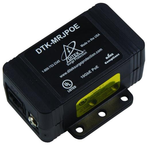 [DITEK_DTK-MRJPOE] Ditek Protector Contra Sobretensiones PoE/HiPoE Hasta 10 GbE, Para Cámaras IP PoE, WAP, Control de Acceso, Iluminación PoE