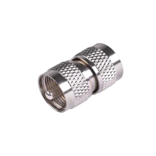 [RFINDUSTRIES_RFU-538] RF Industries Adaptador Barril en Línea, de Conector UHF Macho (PL-259) a UHF Macho (PL-259), Níquel/ Plata/ Teflón.