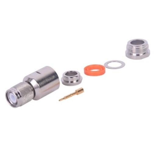 [RFINDUSTRIES_RT-1200-I] RF Industries Conector TNC Macho de Rosca Izquierda Métrica, Tipo Rosca para RG-8/U, 9913, LMR-400, CNT-400 del Grupo I,  Plata/ Oro/ Teflón.