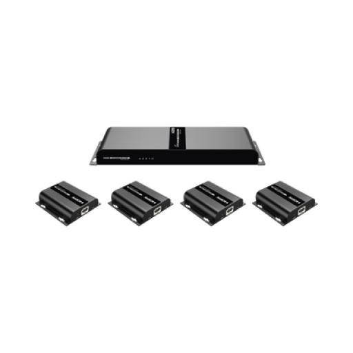[EPCOM_TT-314-HDBITT] Epcom Kit Divisor y Extensor HDMI (Extender Splitter)  / Divide 1 Fuente HDMI a 4 Pantallas / Extiende la señal HDMI hasta 120 m / Resolución 1080P @ 60 Hz / Cat 6/6a / Soporta IR / Baja Latencia / Uso24/7 / Alimente solo el Tx (PoC).