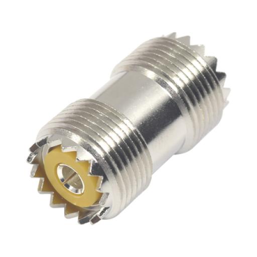 [RFINDUSTRIES_RFU-536] RF Industries Adaptador Barril en Línea, de Conector UHF Hembra (SO-239) a UHF Hembra (SO-239), Niquel/ Plata/ Dap.