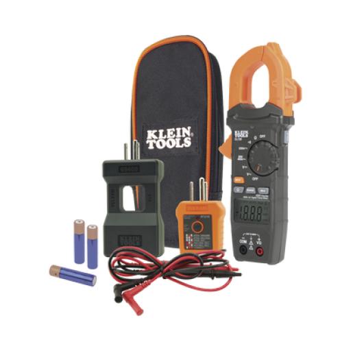 [KLEINTOOLS_CL-120-KIT] Klein Tools Kit de Amperímetro de Gancho (400A CA) con Probador de Fase y Divisor (para medir corriente sin cortar el cable).