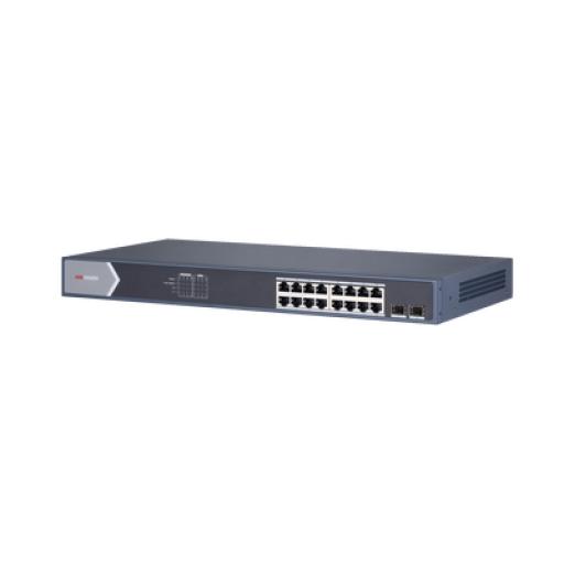 [HIKVISIONDIGITALTECHNOLOGY_DS-3E1518P-SI] Hikvision Digital Technology Switch Gigabit PoE+ / Administrable / 16 puertos 10/100/1000 Mbps PoE+ / 2 puertos SFP / configuración remota desde Hik-ParnerPro / PoE hasta 300 metros / 225 W