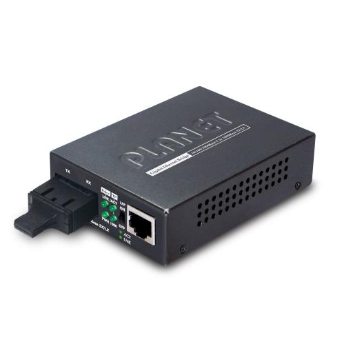 [PLANET_GT-802S] Planet Convertidor de medios 1000 Mbps UTP/fibra óptica Mono-Modo hasta 20 Km, conector SC