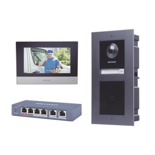 [HIKVISIONDIGITALTECHNOLOGY_DSKIS601-V2] Hikvision Digital Technology KIT de Videoportero IP con llamada a App de Smartphone y Lector de Tarjetas EM / 2da Generación (Modular) / Montaje para EMPOTRAR incluido