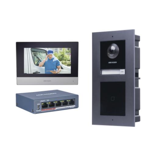 [HIKVISIONDIGITALTECHNOLOGY_DSKIS601-V2] Hikvision Digital Technology KIT de Videoportero IP con llamada a App de Smartphone y Lector de Tarjetas EM / 2da Generación (Modular) / Montaje para EMPOTRAR incluido