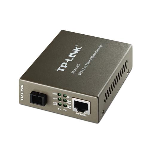 [TPLINK_MC112CS] TPLINK Convertidor Firba Óptica WDM Monomodo / 1 puerto RJ45 10/100 Mbps / 1 puerto SC/UPC 100 Mbps /  Hasta 20 Km / Para su Funcionamiento Requiere el Modelo MC111CS / Plug and Play