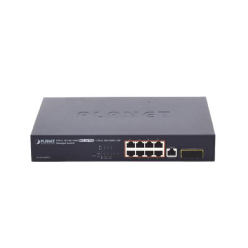 [PLANET_GS-4210-8P2S] Planet Switch Administrable Capa 2 de 8 Puertos PoE 802.3af/at Gigabit 140 W Max, 2 Puertos SFP, Modo Extendido Hasta 250 m.