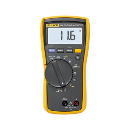 [FLUKE_FLUKE-116] Fluke Multímetro Digital para Electricista, con Termómetro Integrado para Aplicaciones HVAC, Uso con Voltaje Máximo de 600 V, Pantalla LED Retroiluminada