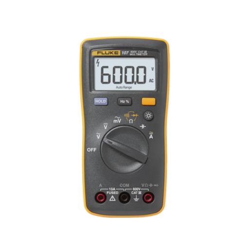 [FLUKE_FLUKE-107ESP] Fluke Multímetro Digital de Tamaño Compacto, Para Medición de Corriente y Tensión, Uso con Voltaje Máximo de 600 V, Pantalla LED Retroiluminada