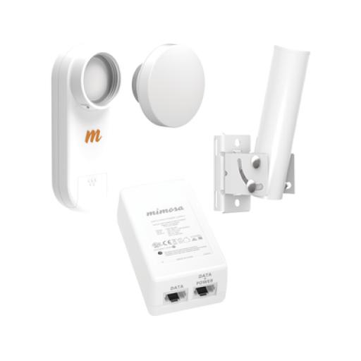 [MIMOSANETWORKS_C5X-N12-PACK] Mimosa Networks Kit de radios C5X, rango de frecuencia extendida (4.9 a 6.4 GHz),  incluye inyector POE, montaje universal para tubo o poste Y una antena de 12 dBi