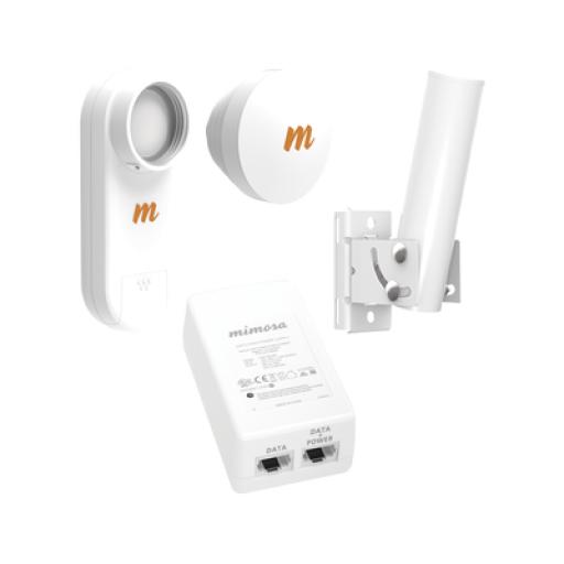 [MIMOSANETWORKS_C5X-N16-PACK] Mimosa Networks Kit de radios C5X, rango de frecuencia extendida (4.9 a 6.4 GHz),  incluye inyector POE, montaje universal para tubo o poste Y una antena de 16 dBi