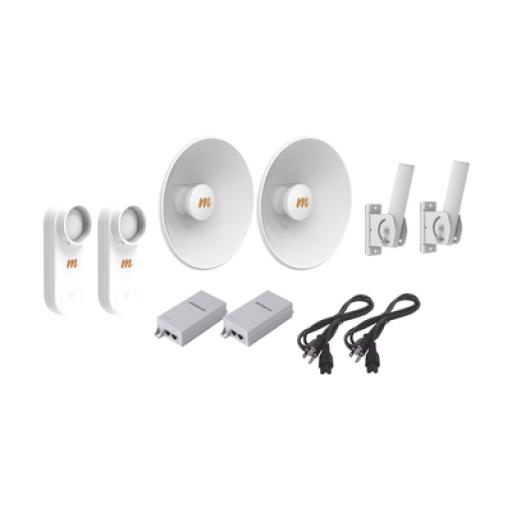 [MIMOSANETWORKS_C5X-PTP-KIT4] Mimosa Networks Kit de 2 radios C5X / Con antena N5-X25-2PACK (25 dBi) / Frecuencia extendida (4.9 a 6.4 GHz) / Incluye inyector POE / cable de alimentación y 2 FLEXIMOUNT-XL de / Ideal para hasta 10 km 
