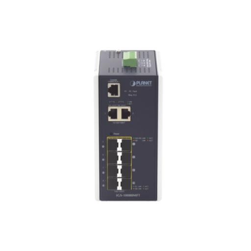 [PLANET_IGS-10080MFT] Planet Switch Industrial Administrable L2+, 8 Puertos 1G SFP, 2 Puertos TP Gigabit, (-40 ~75 grados C)