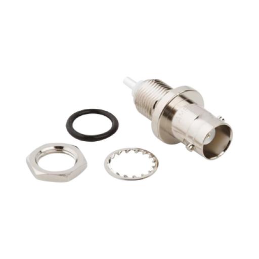 [AMPHENOL_31-102] Amphenol Conector BNC Hembra para Chasis en Doble D Plano, 4 GHz, Amphenol UG-657/U, Níquel/ Plata/ Teflón.