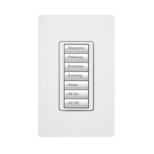 [LUTRON_RRDW7BWH] Lutron (RadioRA2) Teclado seetouch 7 botones, programe escenas diferentes en cada botón.
