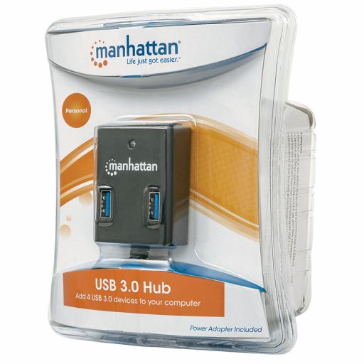 [MANHATTAN_162302] Manhattan HUB MANHATTAN USB A MACHO 3.0 A 4PTOS USB A HEMBRA CON FUENTE 162302