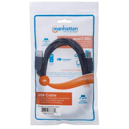 [MANHATTAN_333382] Cable para Dispositivos USB B Manhattan Negro 3 M.