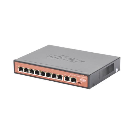 [WI-TEK_WI-PS210G] WI-TEK Switch PoE (802.3af/at/bt) / No administrable de largo alcance / Hasta 250m / 8 x 10/100Mbps (PoE) + 2 x Puertos Gigabit Uplink, / Hasta 120 W