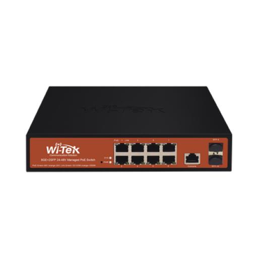 [WI-TEK_WI-PMS310GF-ALIEN] WI-TEK  Switch Administrable de 8 puertos Gigabit Ethernet con PoE 802.3 af/at y 24V Pasivo + 2 SFP Gigabit, 150 W